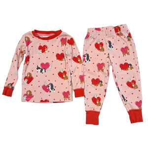 MINI BODEN Pajama Set Valentine's Hearts Kittens and Bunnies Girls Size 3 *READ*